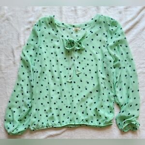 L8teR Green Tie Front Blouse with Relaxed Fit